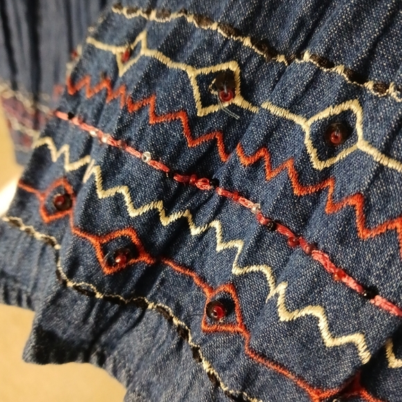 Vintage JM Collection Denim Skirt Maxi Long Womens Size M/L Western Cotton - Picture 4 of 7